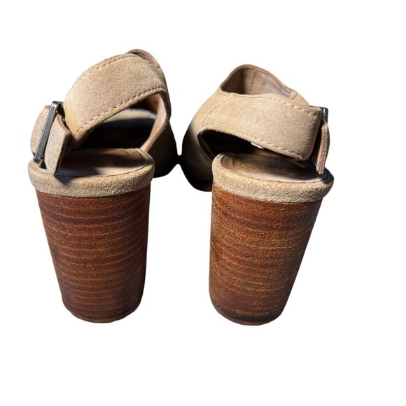Madewell Cary Sandal Faded Birch Women Sz 7 Suede Block Heels Slingback Open Toe - Picture 2 of 10
